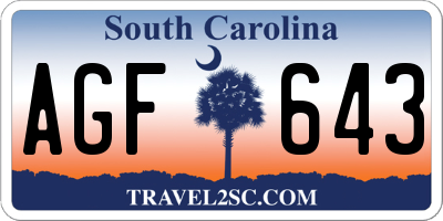SC license plate AGF643
