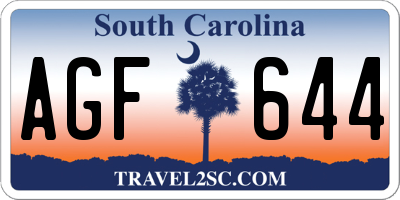 SC license plate AGF644