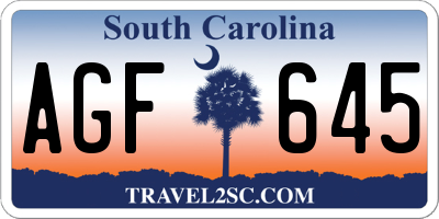 SC license plate AGF645