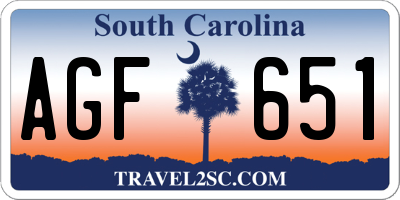 SC license plate AGF651
