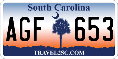 SC license plate AGF653