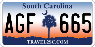 SC license plate AGF665