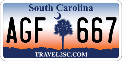 SC license plate AGF667