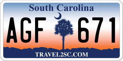 SC license plate AGF671