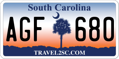 SC license plate AGF680