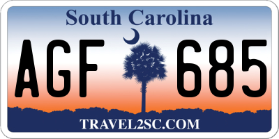 SC license plate AGF685