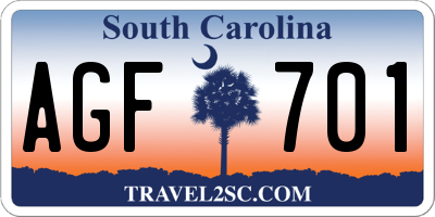 SC license plate AGF701