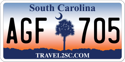 SC license plate AGF705