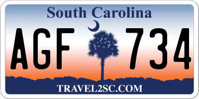SC license plate AGF734