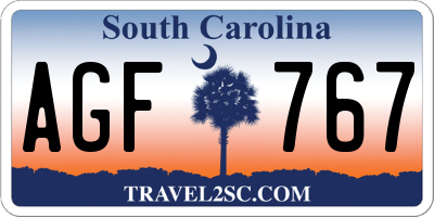 SC license plate AGF767