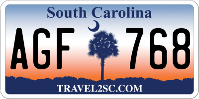SC license plate AGF768