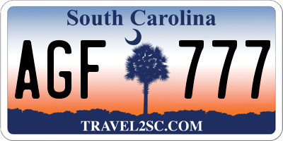 SC license plate AGF777