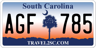 SC license plate AGF785