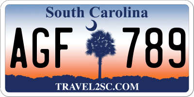 SC license plate AGF789