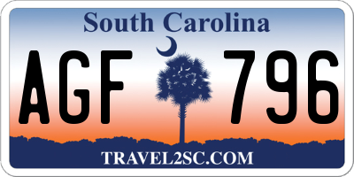 SC license plate AGF796