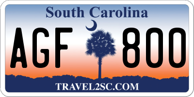 SC license plate AGF800