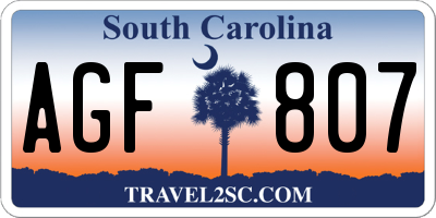 SC license plate AGF807