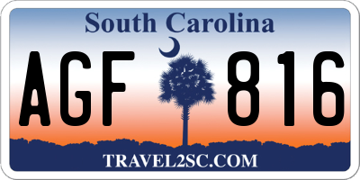 SC license plate AGF816