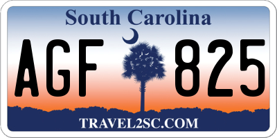 SC license plate AGF825