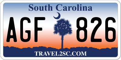 SC license plate AGF826