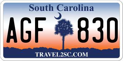 SC license plate AGF830