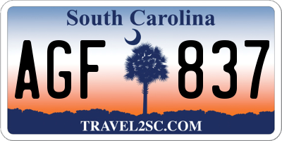 SC license plate AGF837