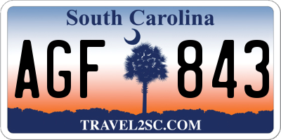 SC license plate AGF843