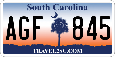 SC license plate AGF845
