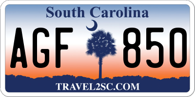 SC license plate AGF850