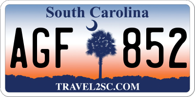 SC license plate AGF852