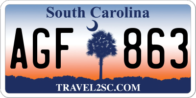 SC license plate AGF863