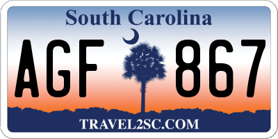 SC license plate AGF867