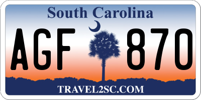 SC license plate AGF870