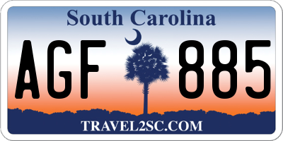 SC license plate AGF885