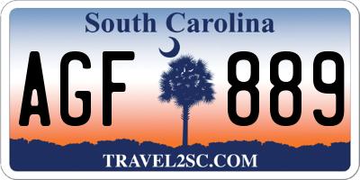 SC license plate AGF889