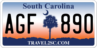 SC license plate AGF890