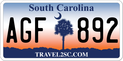 SC license plate AGF892