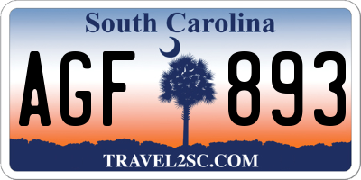 SC license plate AGF893