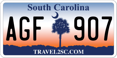 SC license plate AGF907