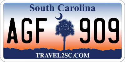 SC license plate AGF909