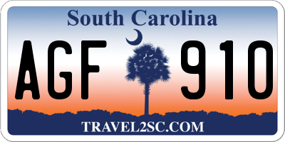 SC license plate AGF910