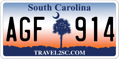 SC license plate AGF914