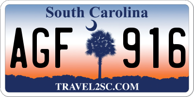 SC license plate AGF916