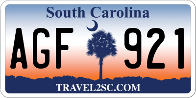SC license plate AGF921