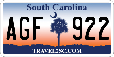 SC license plate AGF922