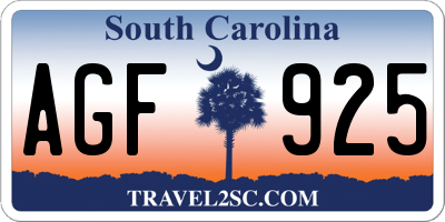 SC license plate AGF925
