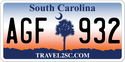 SC license plate AGF932