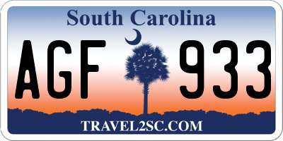 SC license plate AGF933