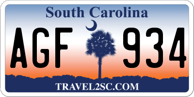 SC license plate AGF934