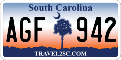 SC license plate AGF942